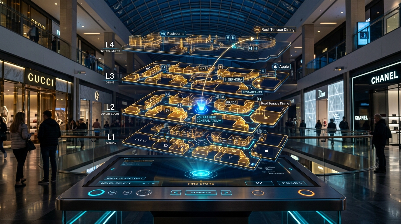 Mapa Holográfico 3D WebGL para Centros Comerciales